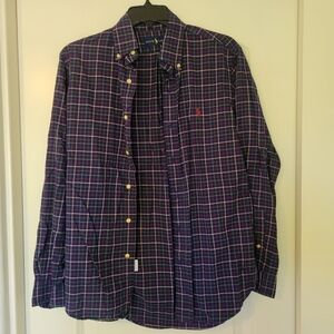 Ralph Lauren Men's Navy Blue Multicolor Plaid Shirt Size Small